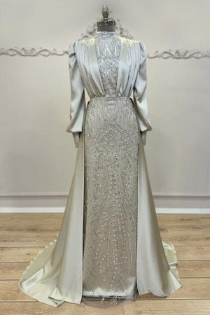 Açelya Kapaklı Tesettür Abiye - FioraofDress - tesettur - abiye - 48 - BEJ - hijab - evening - dress