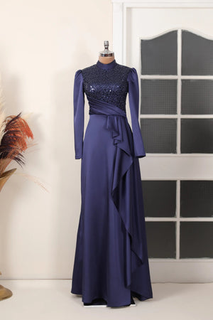 Adriana Abiye - FioraofDress - tesettur - abiye - 38 - lacivert - hijab - evening - dress