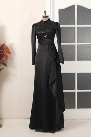 Adriana Tesettür Abiye - FioraofDress - tesettur - abiye - SİYAH - 36 - hijab - evening - dress