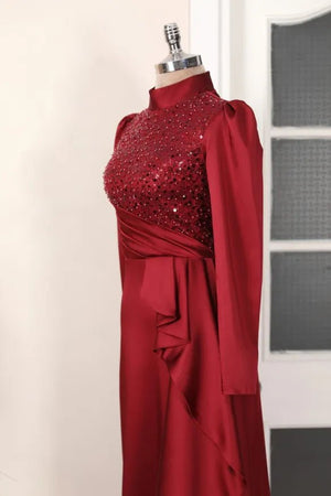 Adriana Tesettür Abiye - FioraofDress - tesettur - abiye - BORDO - 36 - hijab - evening - dress