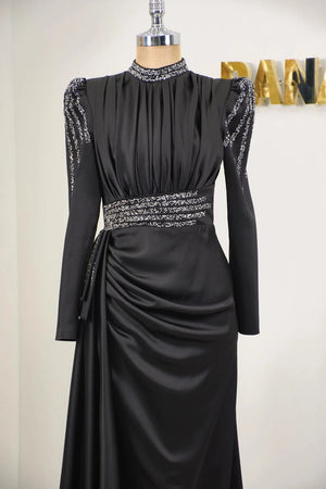 Alina Tesettür Abiye - FioraofDress - tesettur - abiye - 44 - SİYAH - hijab - evening - dress