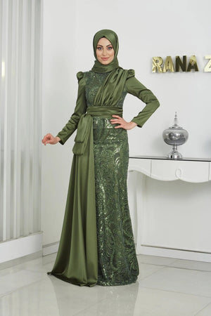 Alissa Tesettür Abiye - FioraofDress - tesettur - abiye - 44 - haki - hijab - evening - dress