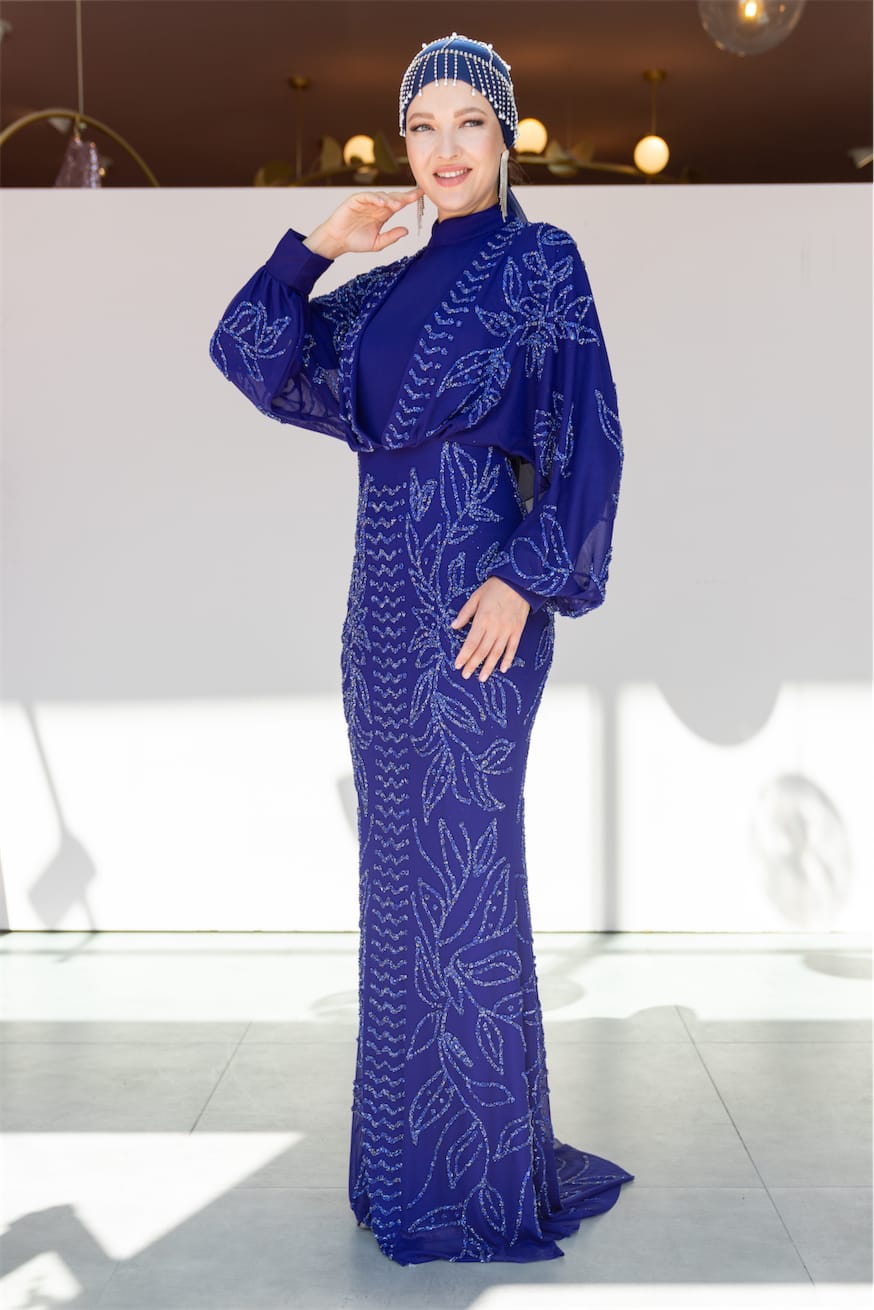 Asel Tesettür Abiye - FioraofDress - tesettur - abiye - SAX - 38 - hijab - evening - dress