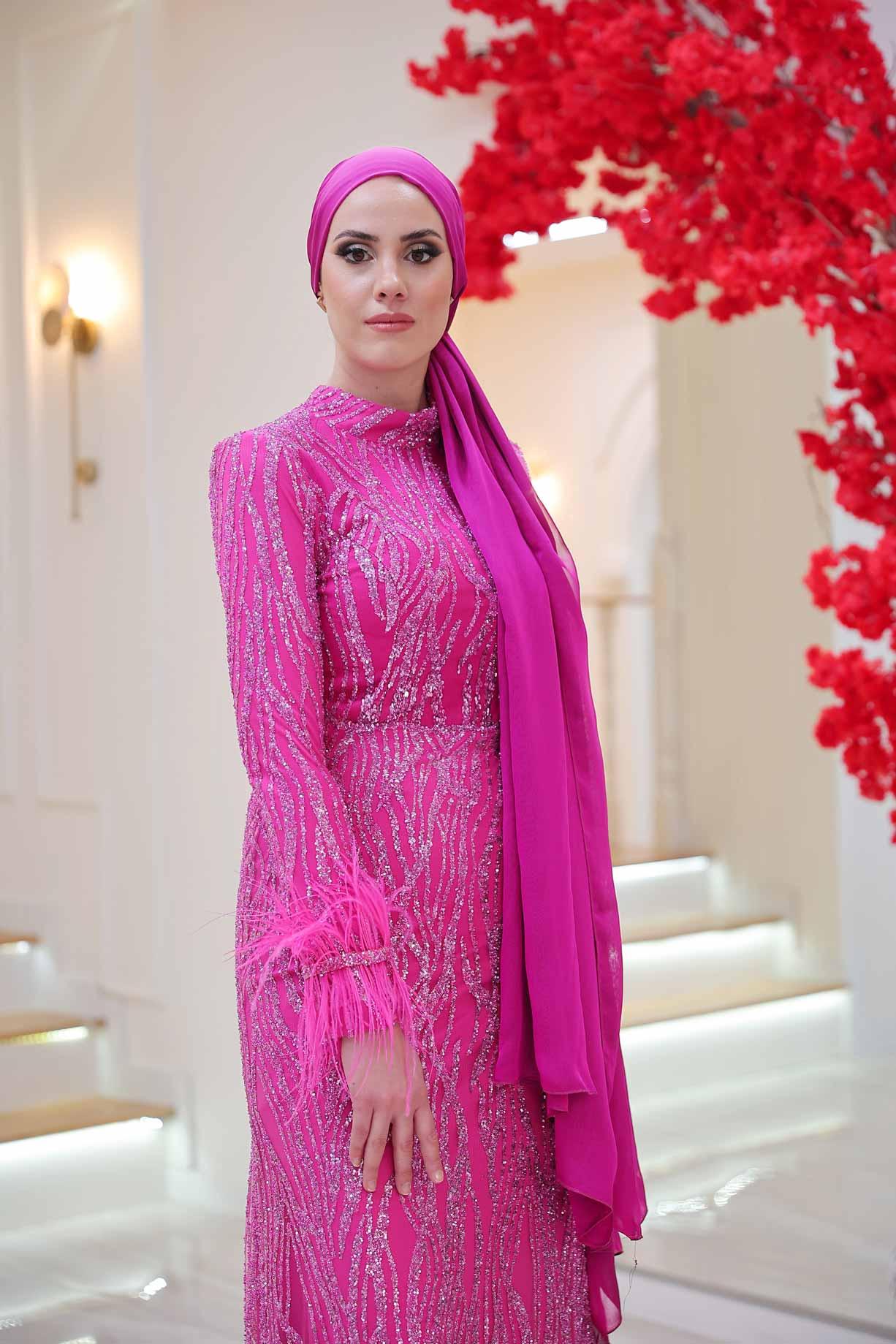 Beray Tesettür Abiye - FioraofDress - tesettur - abiye - 48 - FUŞYA - hijab - evening - dress