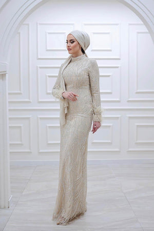 Beray Tesettür Abiye - FioraofDress - tesettur - abiye - 48 - bejj - hijab - evening - dress