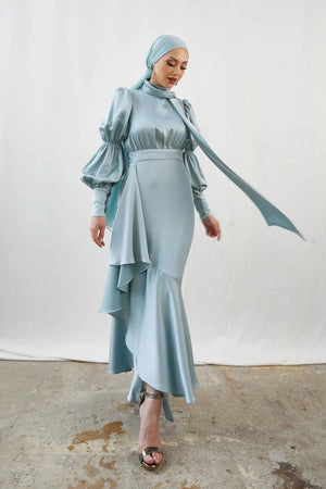 Birsu Su Yeşili Tesettür Abiye - FioraofDress - tesettur - abiye - 44 - SU YEŞİLİ - hijab - evening - dress