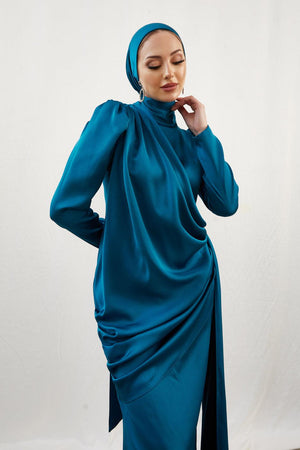 Buse İndigo Tesettür Abiye - FioraofDress - tesettur - abiye - 42 - İNDİGO - hijab - evening - dress