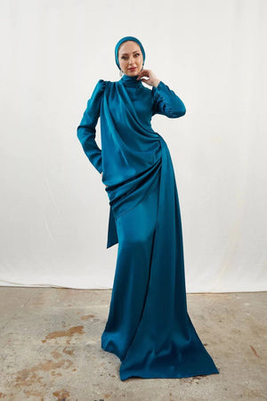 Buse İndigo Tesettür Abiye - FioraofDress - tesettur - abiye - 42 - İNDİGO - hijab - evening - dress