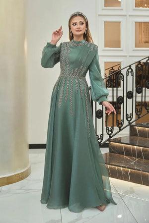 Çağla Tesettür Abiye - FioraofDress - tesettur - abiye - haki - 38 - hijab - evening - dress
