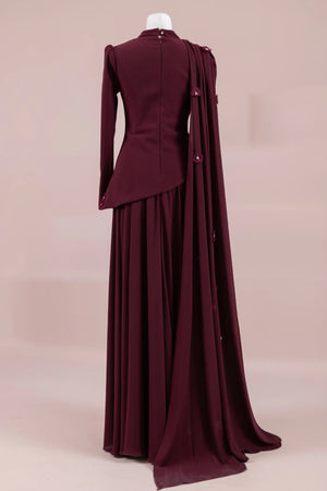 Çeliva Tesettür Abiye - FioraofDress - tesettur - abiye - BORDO - 38 - hijab - evening - dress