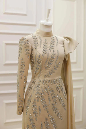 Cindy Tesettür Abiye - FioraofDress - tesettur - abiye - 48 - GOLD - hijab - evening - dress