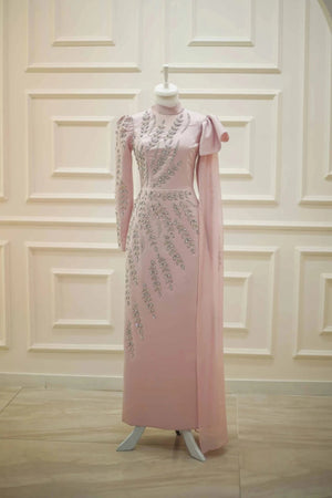 Cindy Tesettür Abiye - FioraofDress - tesettur - abiye - 48 - Pudra - hijab - evening - dress