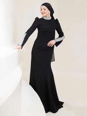 Clara Tesettür Abiye - FioraofDress - tesettur - abiye - 48 - Siyahh - hijab - evening - dress