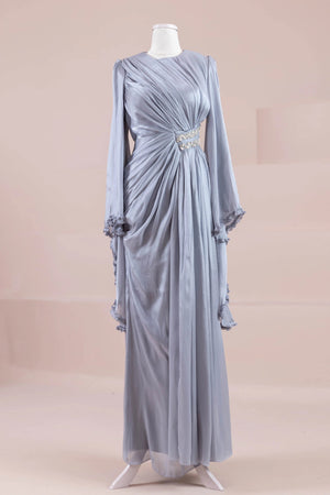 Dera Tesettür Abiye - FioraofDress - tesettur - abiye - GRİ - 38 - hijab - evening - dress