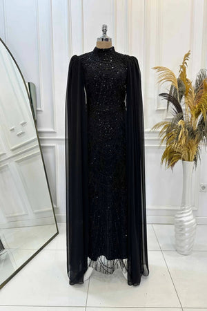 Devin Tesettür Abiye - FioraofDress - tesettur - abiye - 48 - Siyahh - hijab - evening - dress