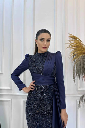 Dicle Tesettür Abiye - FioraofDress - tesettur - abiye - 48 - lacivert - hijab - evening - dress