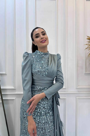 Dicle Tesettür Abiye - FioraofDress - tesettur - abiye - 48 - mint - hijab - evening - dress