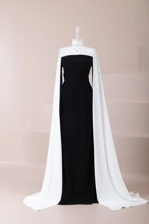 Düşes Tesettür Abiye - FioraofDress - tesettur - abiye - Siyah Beyaz - 36 - hijab - evening - dress