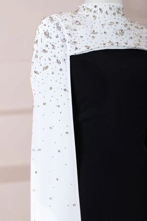 Düşes Tesettür Abiye - FioraofDress - tesettur - abiye - Siyah Beyaz - 36 - hijab - evening - dress
