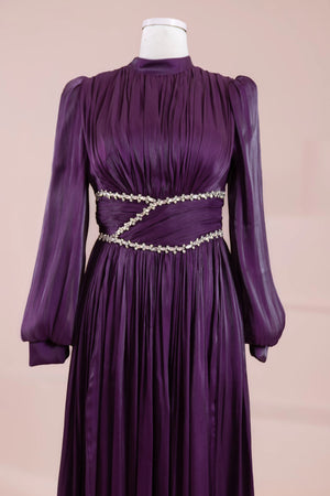 Elin Tesettür Abiye - FioraofDress - tesettur - abiye - Ametist Moru - 38 - hijab - evening - dress