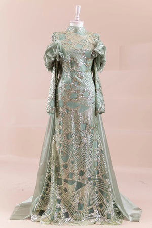 Eloura Tesettür Abiye - FioraofDress - tesettur - abiye - haki - 38 - hijab - evening - dress