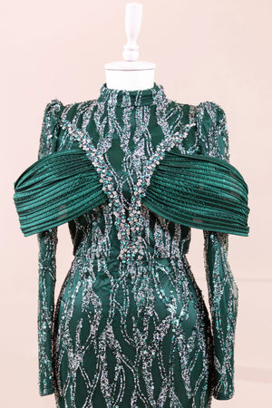 Empress Tesettür Abiye - FioraofDress - tesettur - abiye - zümrüt - 36 - hijab - evening - dress