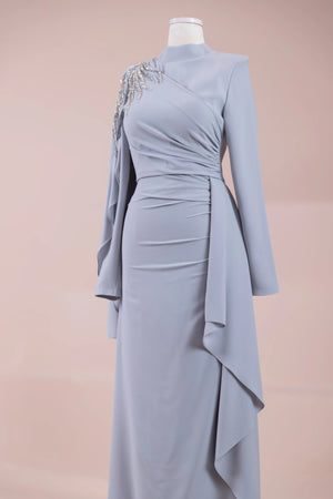 Enva Tesetür Abiye - FioraofDress - tesettur - abiye - GRİ - 38 - hijab - evening - dress