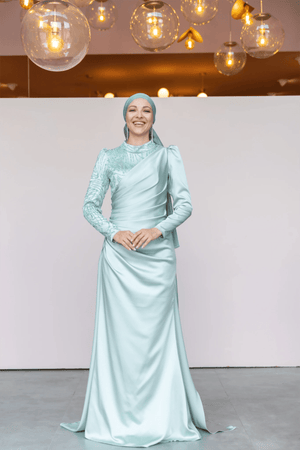 Ester Tesettür Abiye - FioraofDress - tesettur - abiye - 44 - Su Yeşili - hijab - evening - dress