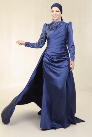 Ester Tesettür Abiye - FioraofDress - tesettur - abiye - 44 - İndigo - hijab - evening - dress