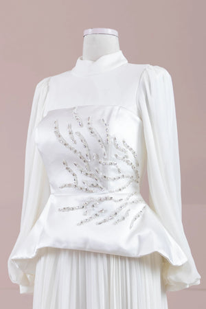 Eyla Tesettür Abiye - FioraofDress - tesettur - abiye - Beyaz - 36 - hijab - evening - dress