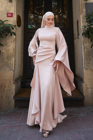 Eyşan Tesettür Abiye - FioraofDress - tesettur - abiye - Pudra - 36 - hijab - evening - dress