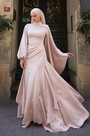 Eyşan Tesettür Abiye - FioraofDress - tesettur - abiye - Pudra - 36 - hijab - evening - dress