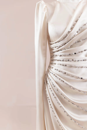 Faris Tesettür Abiye - FioraofDress - tesettur - abiye - krem - 38 - hijab - evening - dress