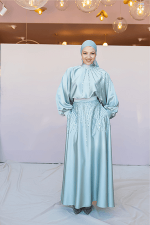 Fiona Tesettür Takım - FioraofDress - tesettur - abiye - 44 - Su Yeşili - hijab - evening - dress
