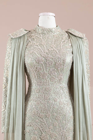 Glam Tesettür Abiye - FioraofDress - tesettur - abiye - mint - 38 - hijab - evening - dress