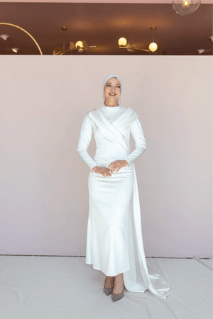 Glorinda Tesettür Abiye - FioraofDress - tesettur - abiye - 44 - Beyaz - hijab - evening - dress
