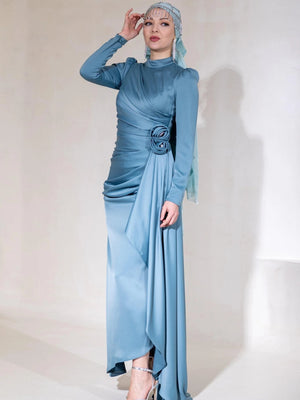 Gül Detay Tesettür Abiye - FioraofDress - tesettur - abiye - 44 - mint - hijab - evening - dress