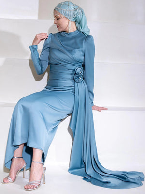 Gül Detay Tesettür Abiye - FioraofDress - tesettur - abiye - 44 - mint - hijab - evening - dress