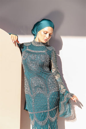 Handmade Embroidered AH1023 - FioraofDress - tesettur - abiye - 48 - hijab - evening - dress