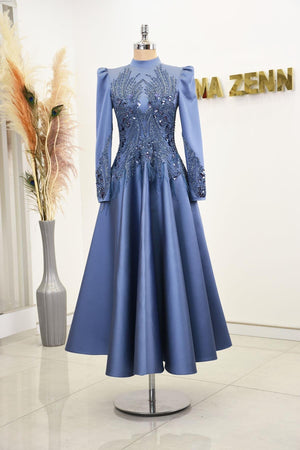 Holly Tesettür Abiye - FioraofDress - tesettur - abiye - İndigo - 38 - hijab - evening - dress