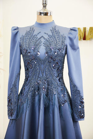 Holly Tesettür Abiye - FioraofDress - tesettur - abiye - İndigo - 38 - hijab - evening - dress