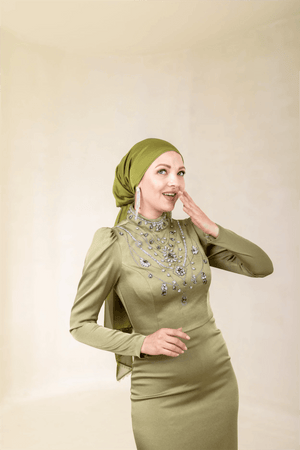 Irene Tesettür Abiye - FioraofDress - tesettur - abiye - 46 - Yağ Yeşili - hijab - evening - dress