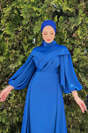 Işıl Tesettür Abiye Saks - FioraofDress - tesettur - abiye - 44 - SAX - hijab - evening - dress