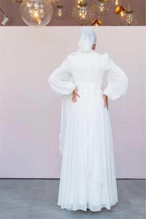 Kuğu Tesettür Abiye - FioraofDress - tesettur - abiye - 36 - Beyaz - hijab - evening - dress