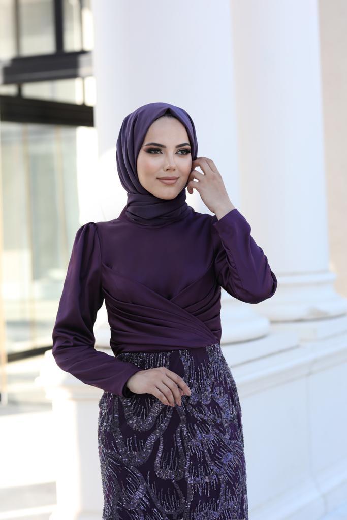 Larin Tesettür Abiye Mürdüm - FioraofDress - tesettur - abiye - 48 - hijab - evening - dress