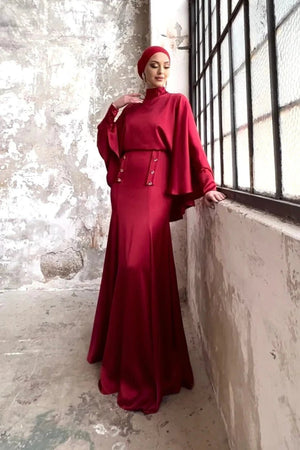 Leydi Tesettür Abiye - FioraofDress - tesettur - abiye - 42 - KIRMIZI - hijab - evening - dress