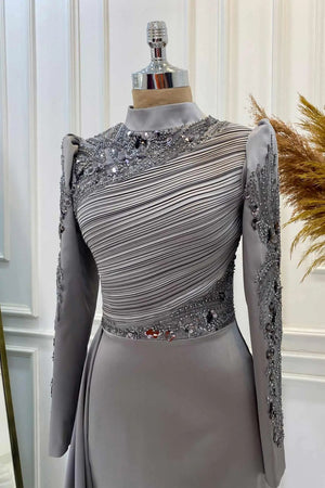 Leyla Tesettür Abiye - FioraofDress - tesettur - abiye - gri - 38 - hijab - evening - dress