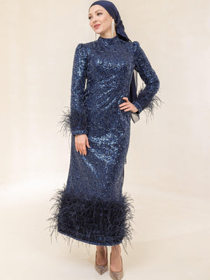 Leyna Tesettür Abiye - FioraofDress - tesettur - abiye - lacivert - 42 - hijab - evening - dress