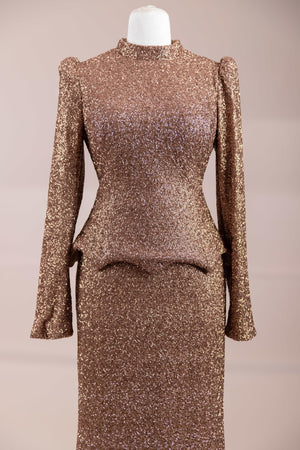 Luxe Tesettür Abiye - FioraofDress - tesettur - abiye - Gold - 38 - hijab - evening - dress