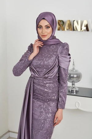 Marsilya Tesettür Abiye - FioraofDress - tesettur - abiye - 44 - GOLD - hijab - evening - dress